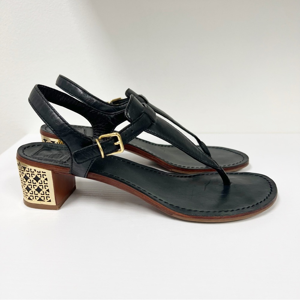 Tory Burch Audra Logo Heel Thong Sandal 11 Black